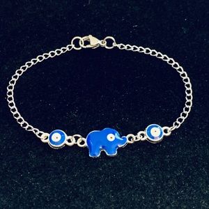 Blue Elephant Evil Eye chain bracelet or anklet
